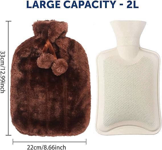 termofor 2l z pluszowy ogrzewacz 2szt brązowy