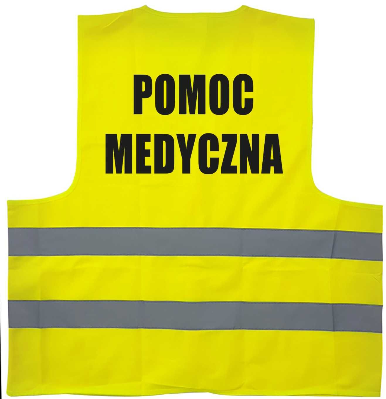 kamizelka odblaskowa, kamizelka z nadrukiem, pomoc medyczna