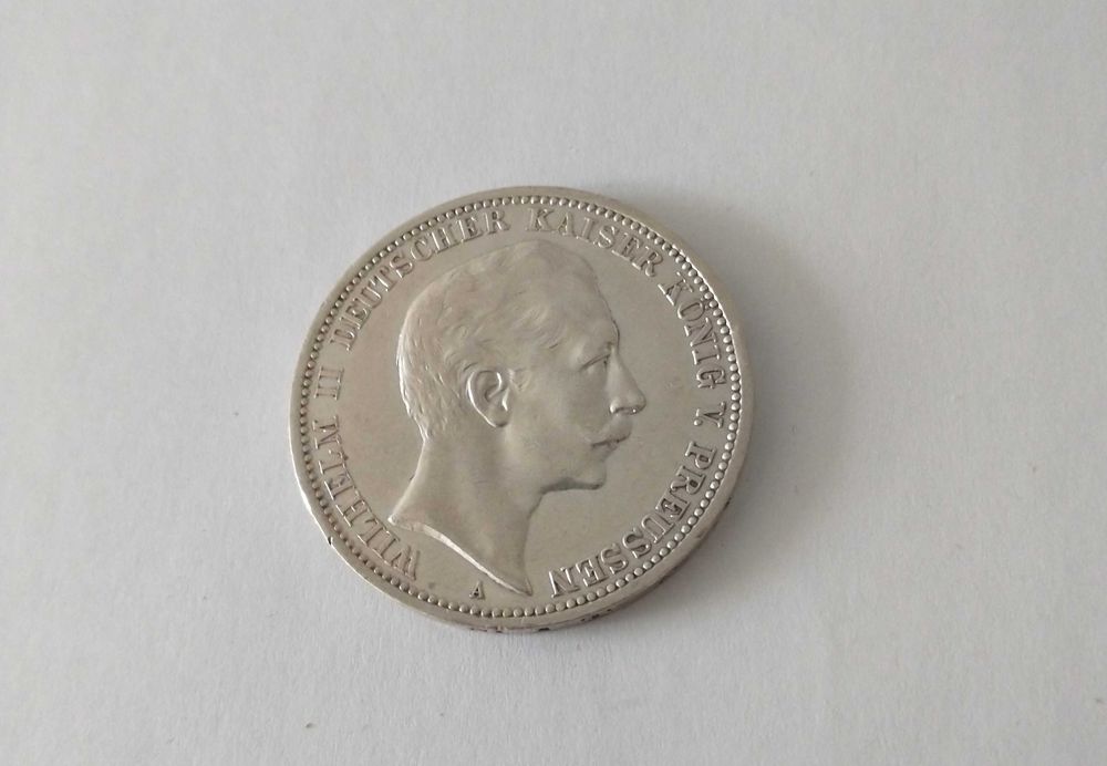 Srebrna moneta 3 Marki 1908 Prusy.