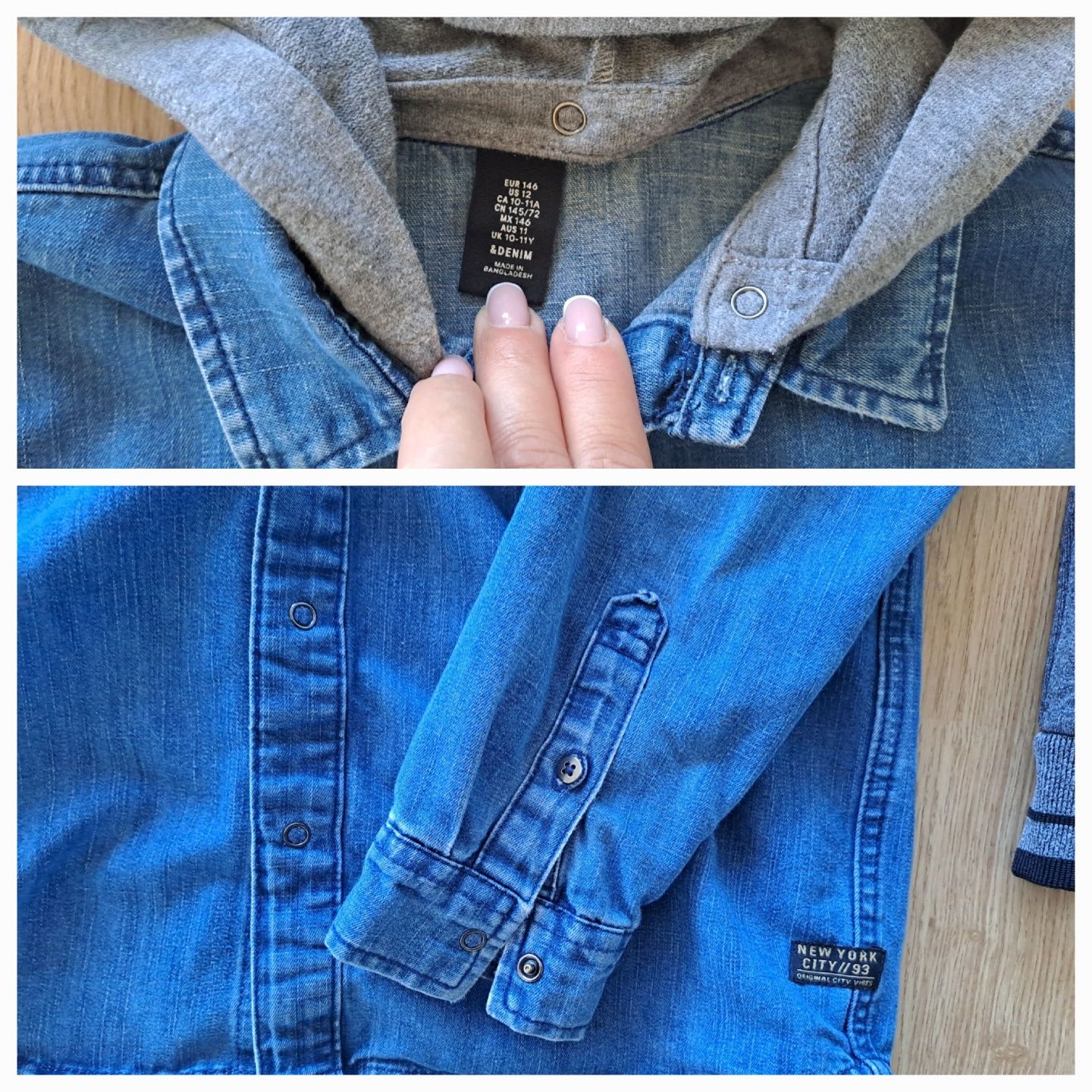 Bluza i koszula jeansowa chłopięca 146cm