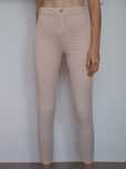Bladoróżowe skinny jeans obcisłe spodnie rurki z wysokim stanem S/36