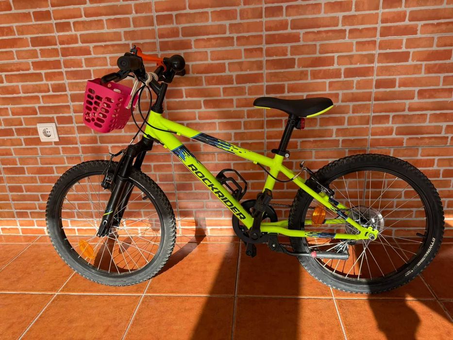 Bicicleta BTT Rockrider ST500 Sport Trail Roda 20" (6 aos 9) Ama. Néon