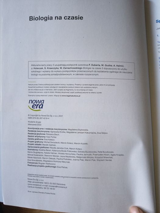 Biologia na czasie Maturalne karty pracy 3 zakres rozszerzony