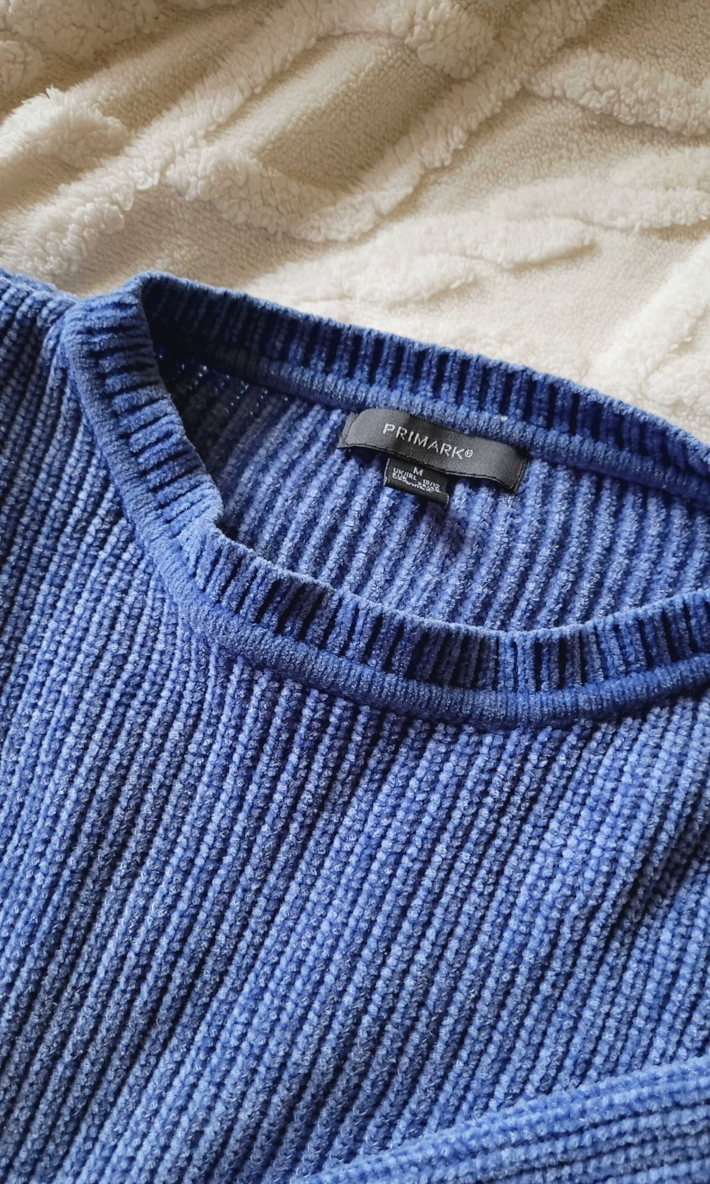 Niebieski welurowy sweter sweterek Primark 38 M