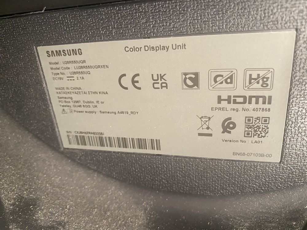 Monitor LED Samsung U28R550UQR 4k