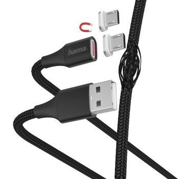 Hama kabel ładujący/data "magnetyczny" micro USB, 1m, czarny OUTLET