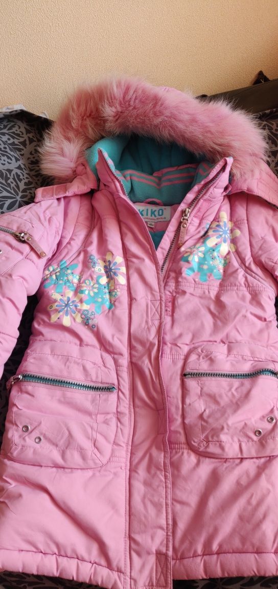 Суперское пальто курткк kiko 5-7лет рост 104-110см +подарок шапка и