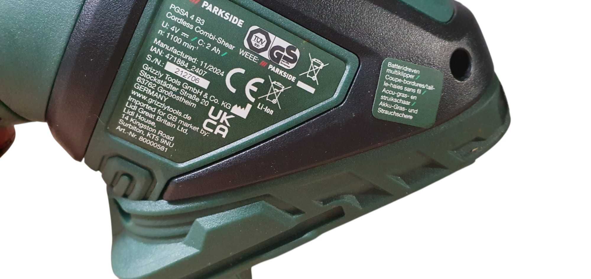 Nożyce elektryczne akumulatorowe Parkside 120 cm 4 V