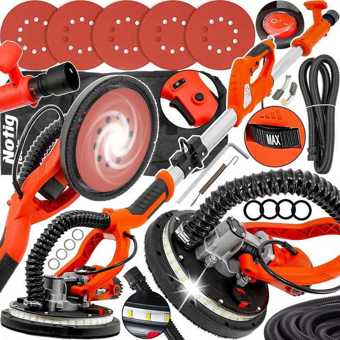 SZLIFIERKA ŻYRAFA DO GIPSU Gładzi Tynku Tynków LED Wysięgnik Składana