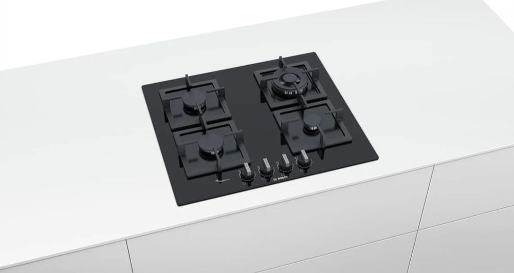 Placa gás 60cm BOSCH vidro duro preta nova a estrear
