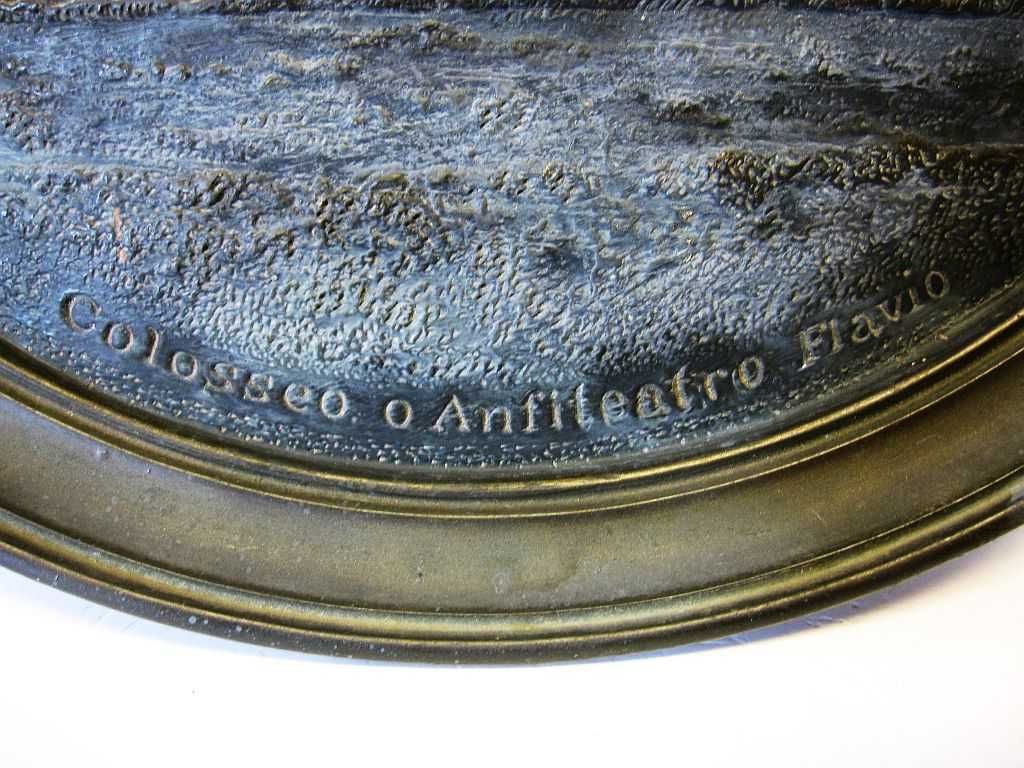 raro antigo prato do Coliseu o Anfiteatro Flávio em cerâmica - marcado