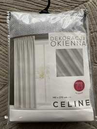 Firana dekoracyjna na taśmie Celine srebrna 140x270