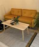 Żółta musztardowa kanapa sofa rozkładana agata