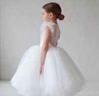 Wizytowa sukienka dla dziewczynki komunijna biała sukienka Śliczna