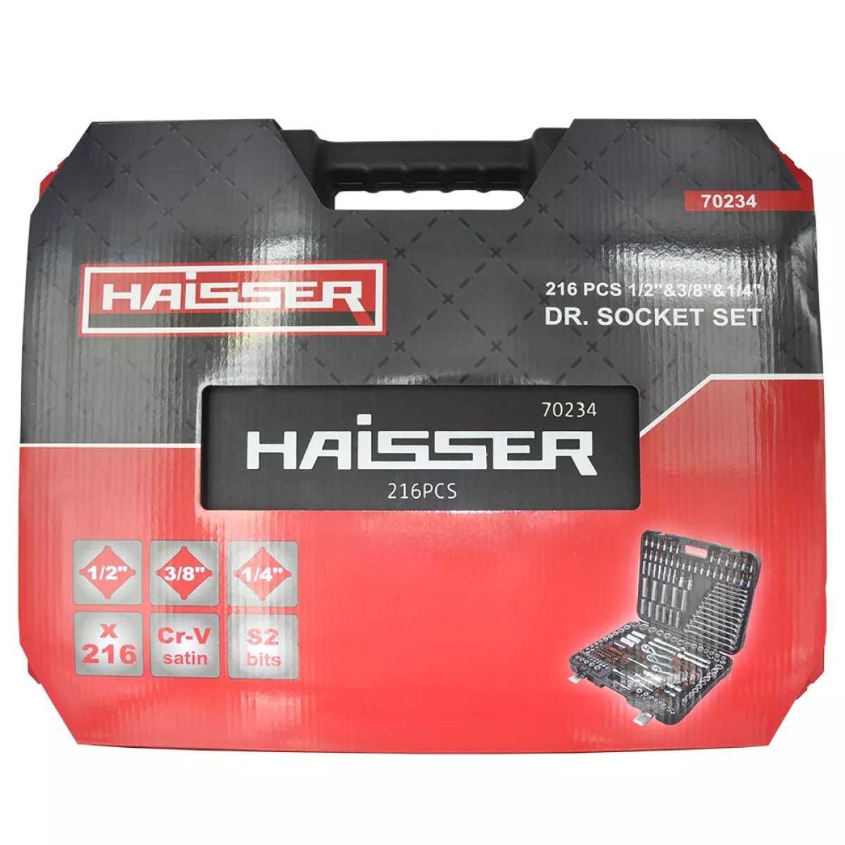 Набір інструментів HAISSER 216 од. 1/2" 3/8" 1/4  автонабір