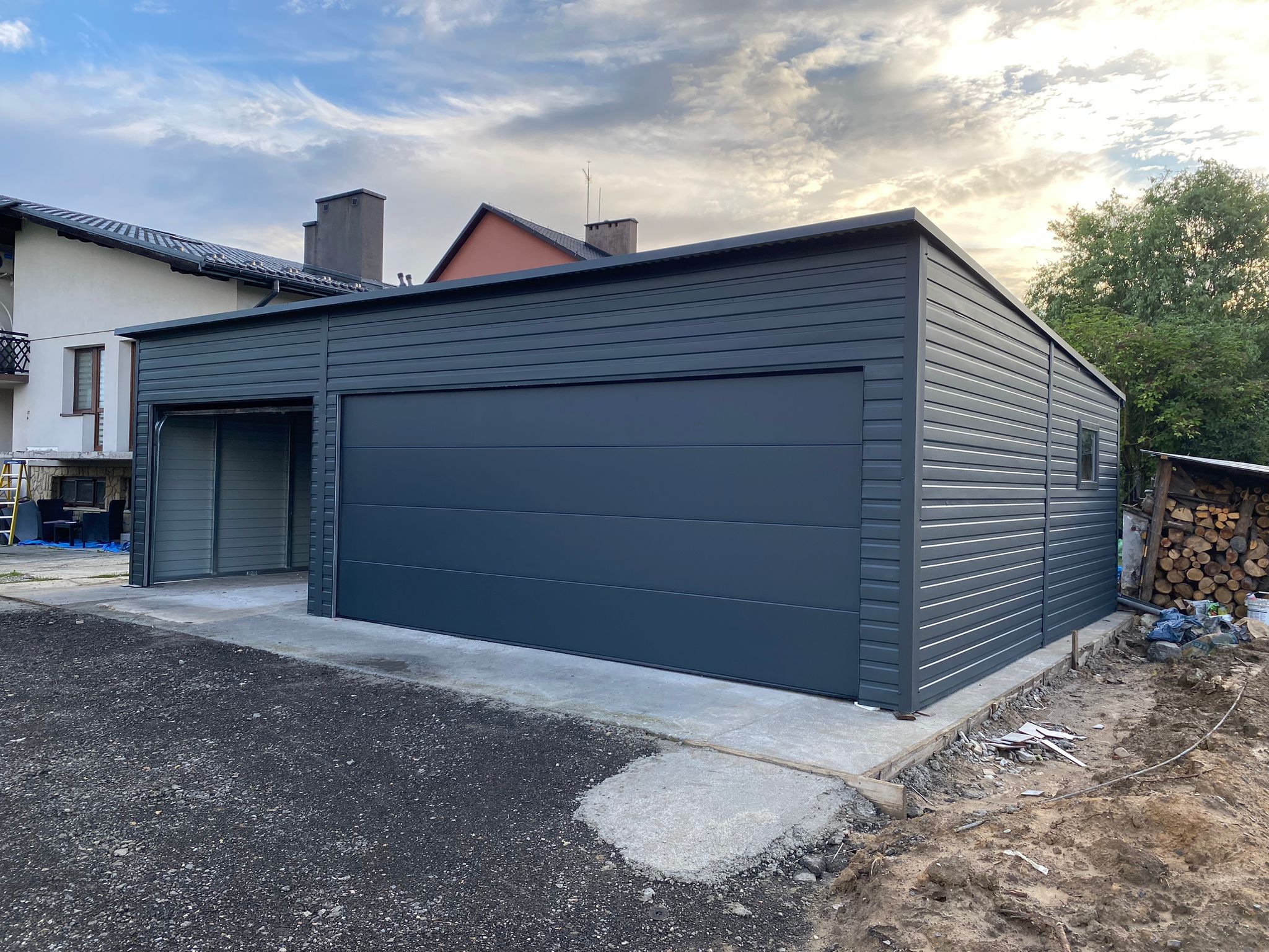 Kontener wiata carport garaż blaszany 9x6m (brama segmentowa na pilot)