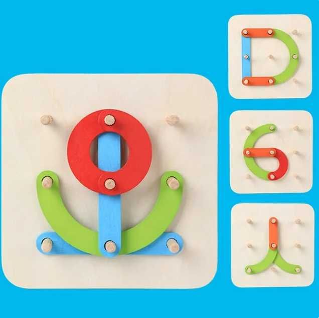 Drewniana, lewopółkulowa układanka logiczna Montessori, na prezent