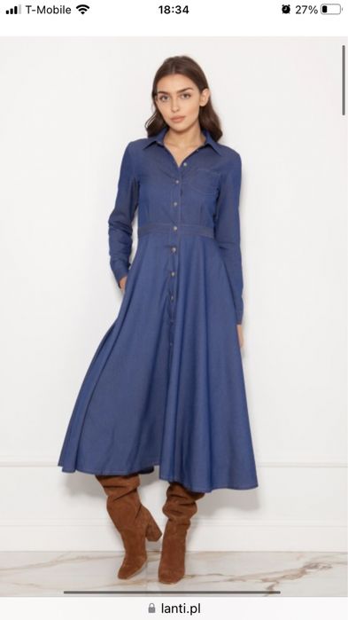 Nowa Szmizjerka 38 długa, rękaw, kołnierzyk