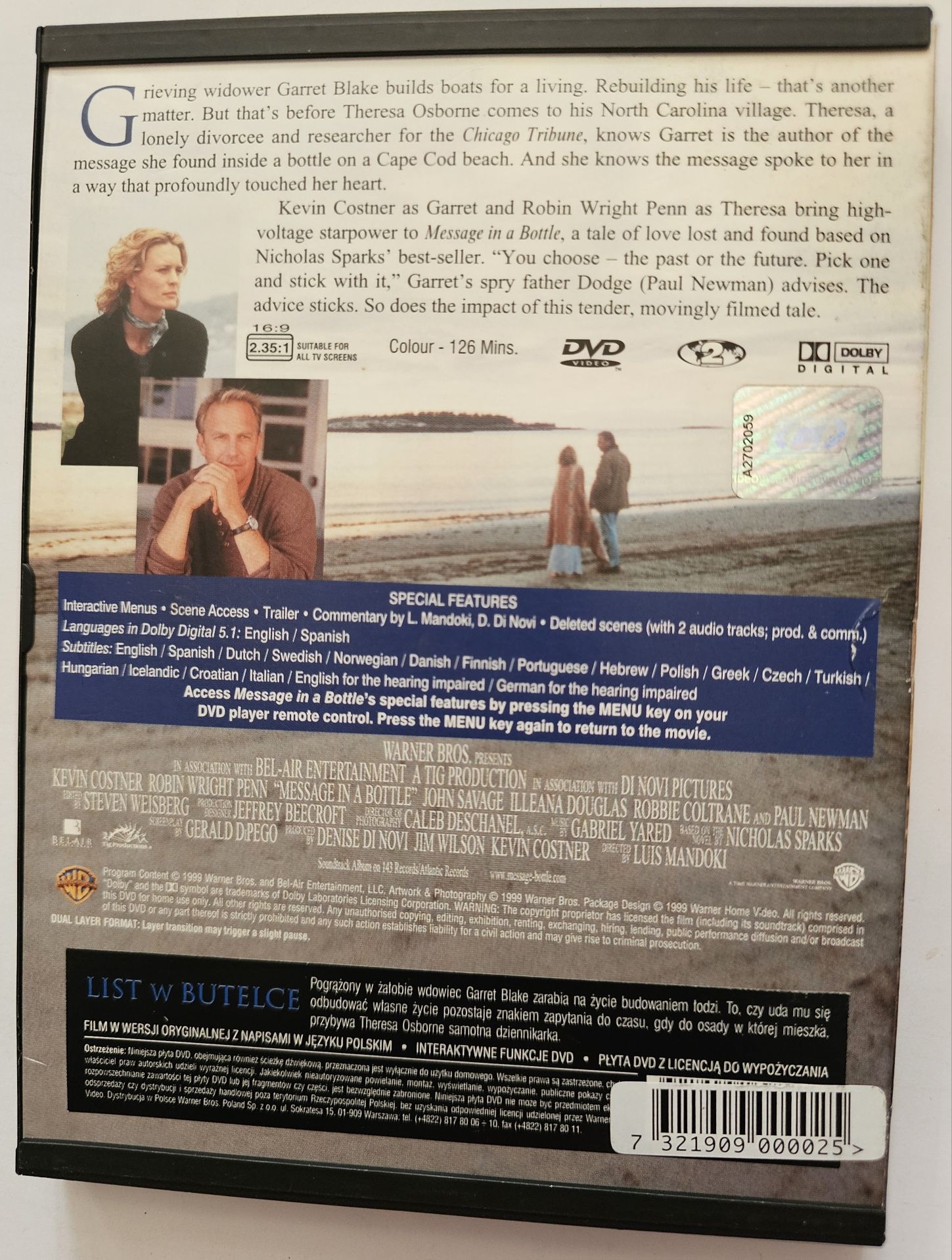 List w butelce Message in a Bottle film dvd