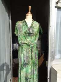 Incrível vestido 38 malha de algodão tons  de verde e cinzento e beije