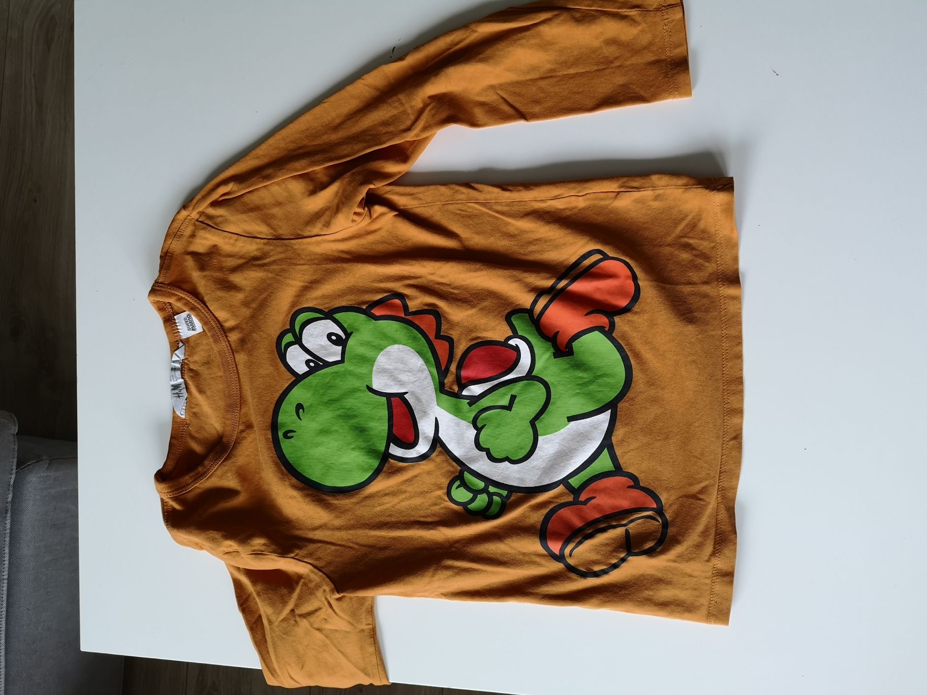 Pomarańczowa koszulka Mario Bros z h&m 122 z długim rękawem