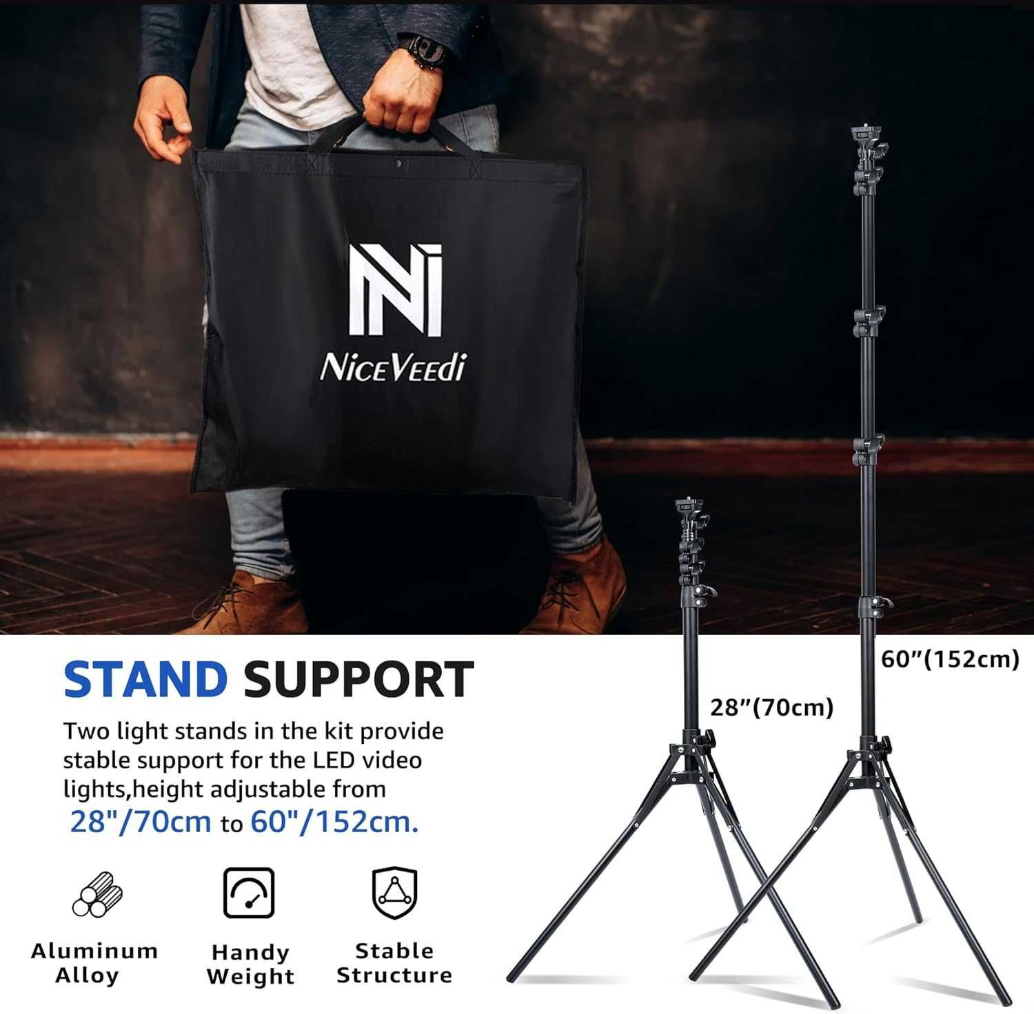 Zestaw 2 lamp wideo LED NiceVeedi Studio Light,
