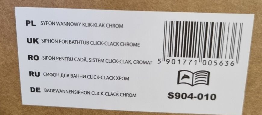 Syfon wannowy, brodzikowy KLIK-KLAK Chrome S904-010 Cersanit crea