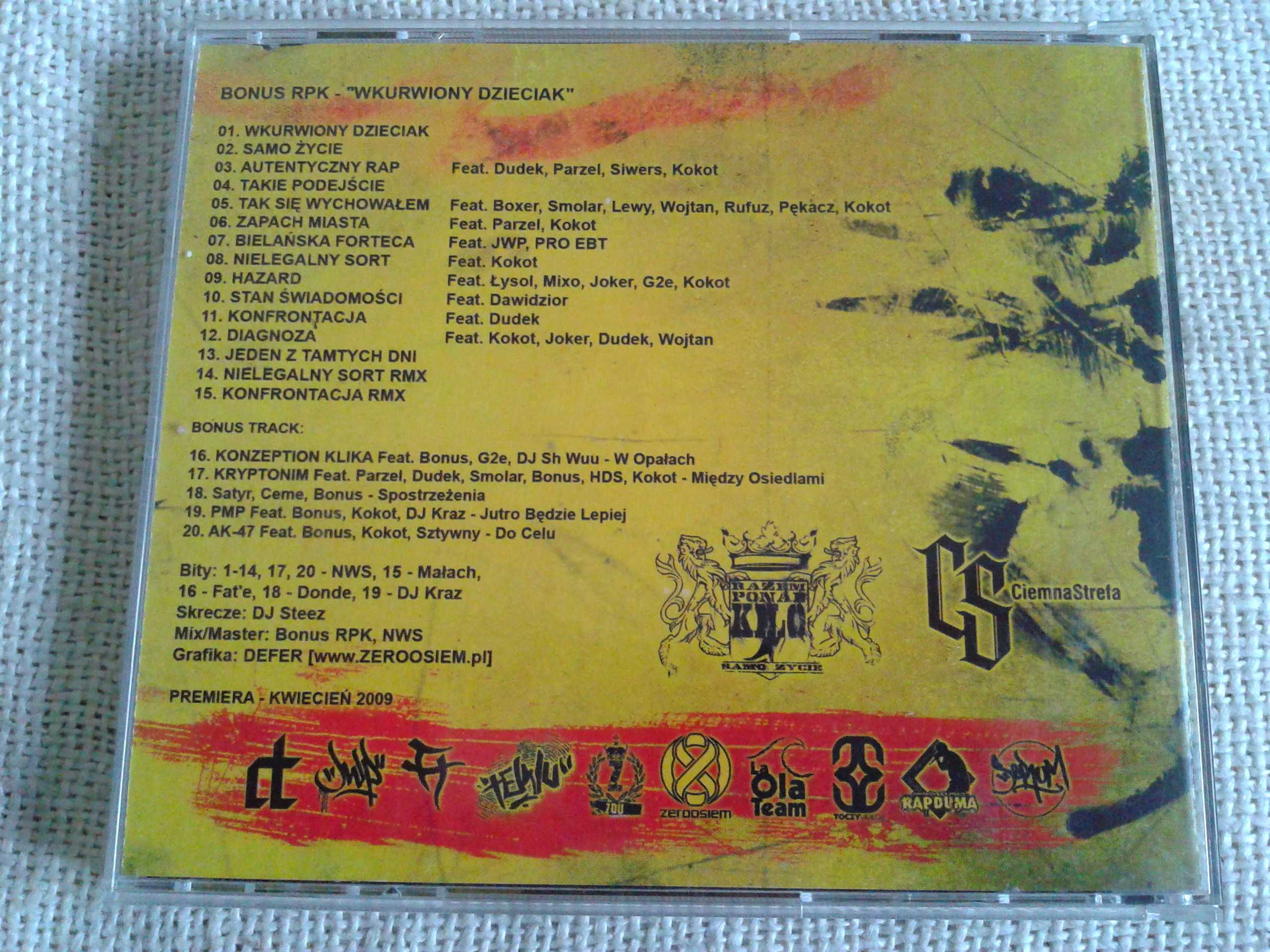 Bonus RPK - Wkurwiony Dzieciak , 1-wyd.2009  CD