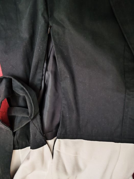 Elegante vestido de cerimónia/ trabalho, branco e preto da Trucco