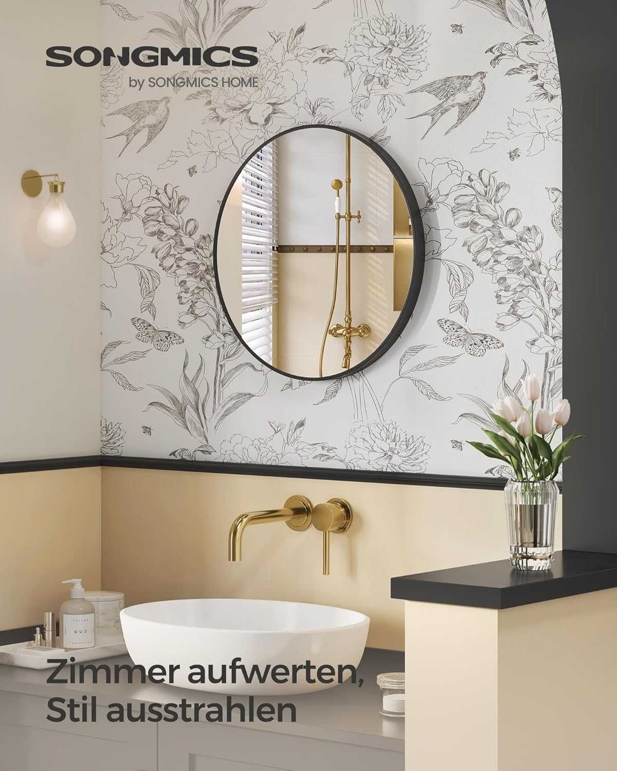 Nowe lustro / lusterko / ścienne / okrągłe / 61cm / SONGMICS !A540!