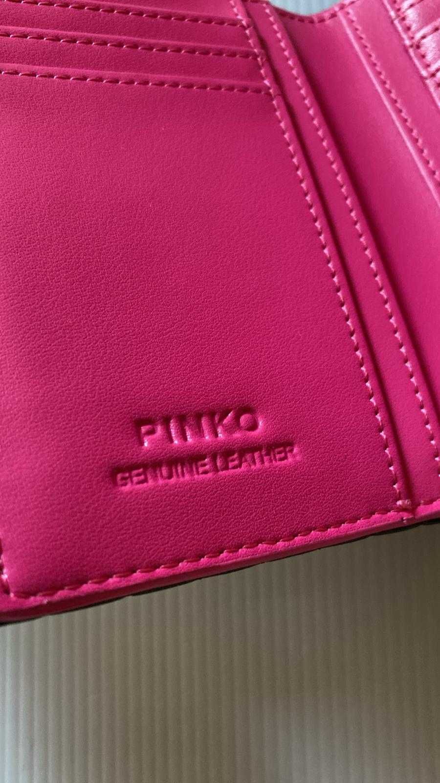 nowy Portfel Pinko Compact  Wallet czarny z różowym środkiem