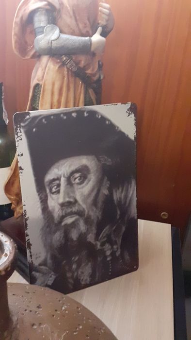 Pirata Barba Negra Retrato em chapa metal Vintage Cavaleiro