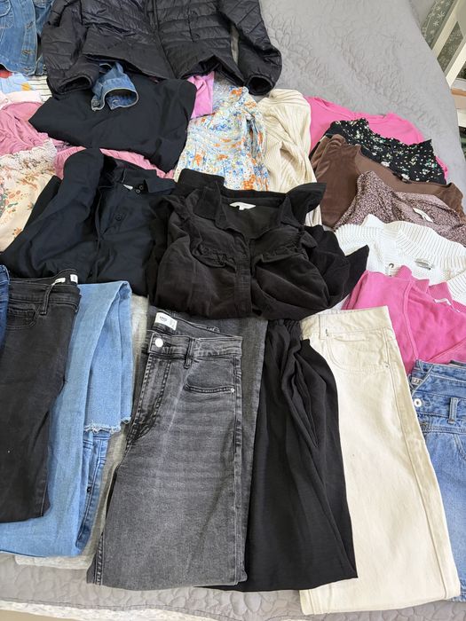 Zestaw paka spodnie kurtka sweter koszula damskie M L