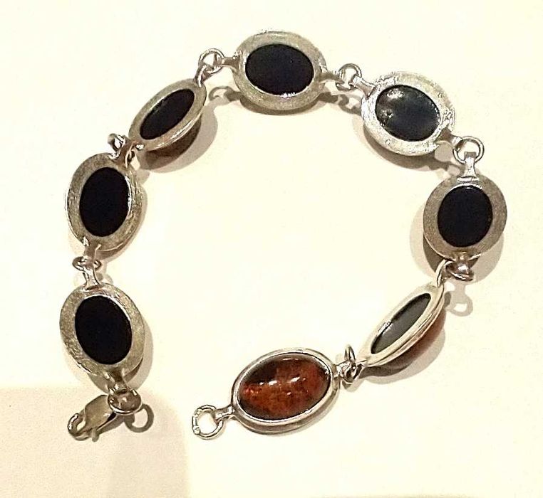 Bransoletka z bursztynu osadzonym w srebrze 925