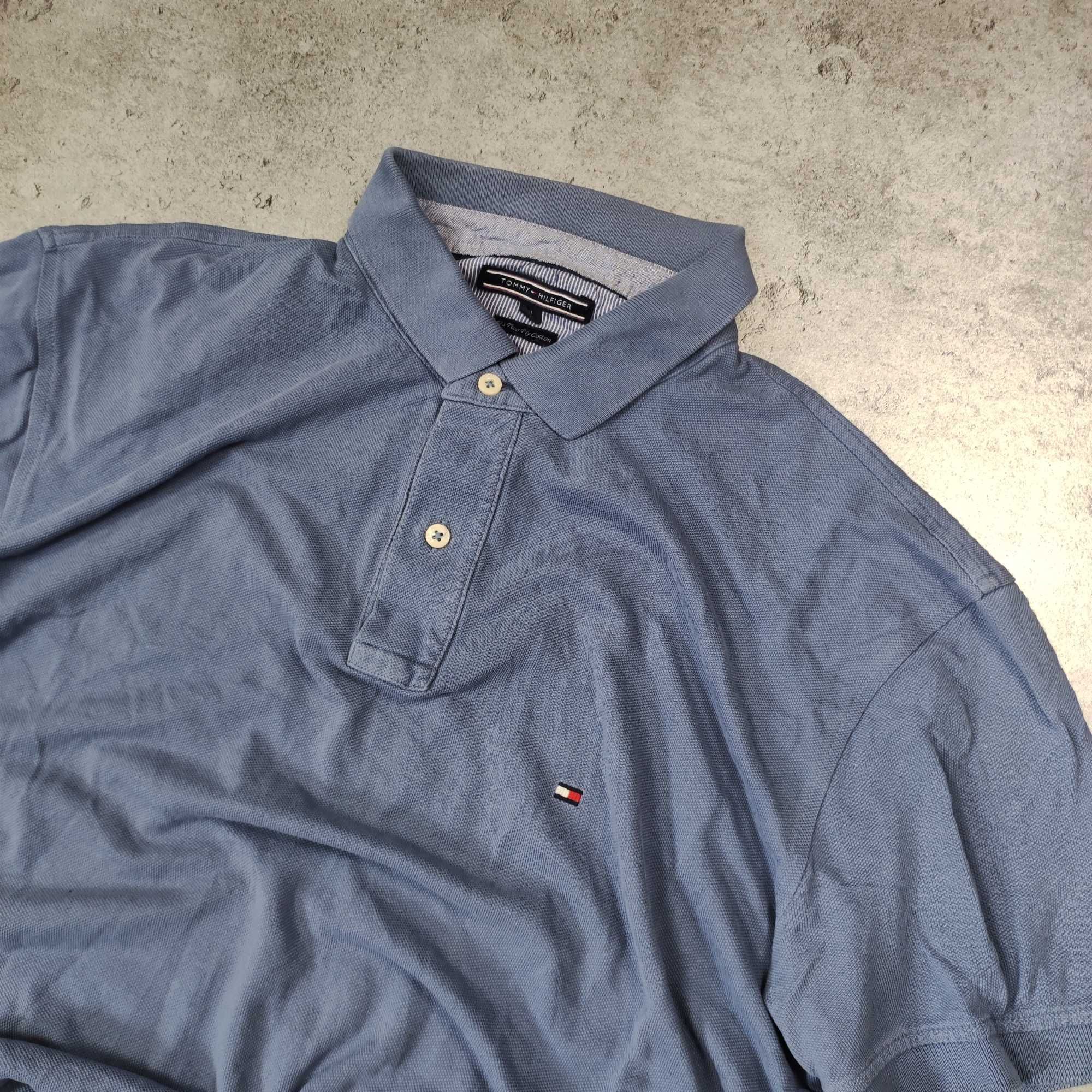 MĘSKA Koszulka POLO Elegancka Błękitna PREMIUM Bawełna Tommy Hilfiger