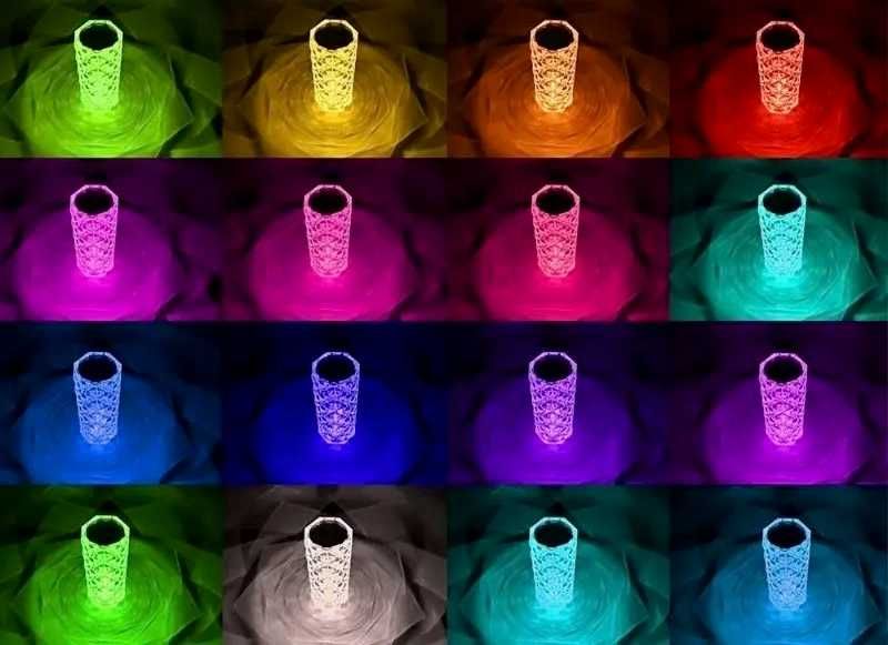 LAMPKA NOCNA kryształowa LED 16kolor pilot PREZENT