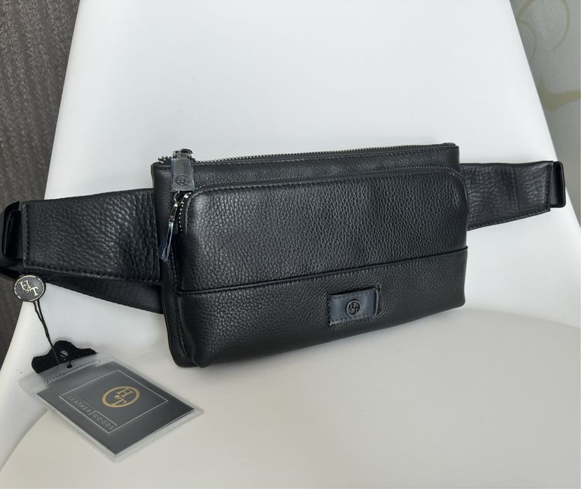 HT Leather бананка шкіряна Кожаная поясная сумка Слинг Мужская сумка