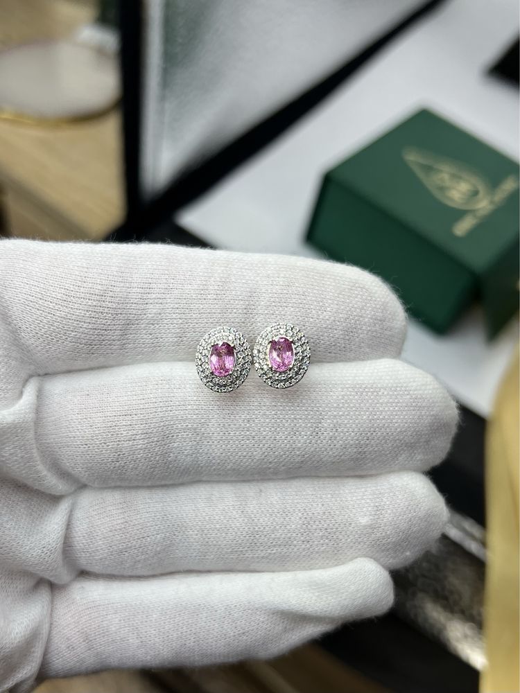 Серьги с сапфирами и бриллиантами в золоте 585 сережки