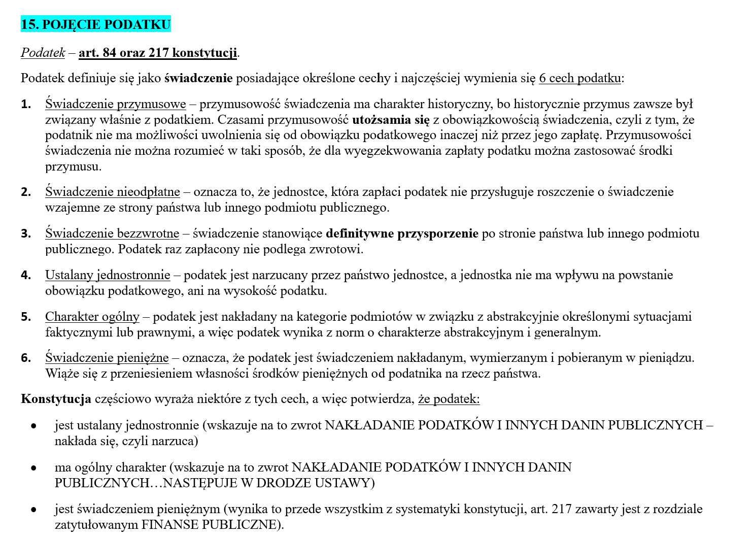 Notatki - prawo finansowe (WPIA UŁ i nie tylko)