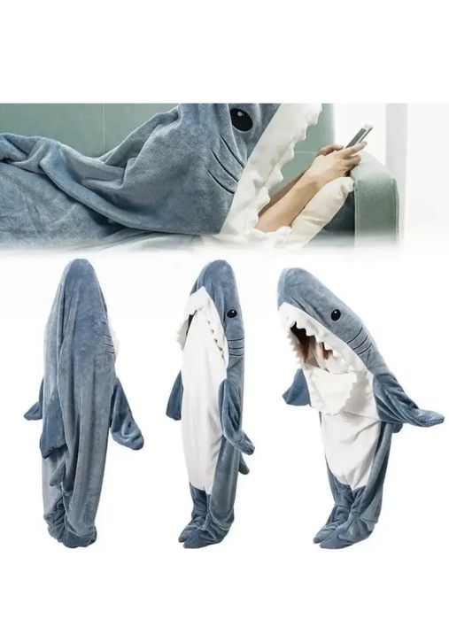 Пижама акула, кигуруми,плед плюшевый,спальный мешок для взрослых