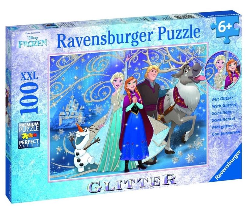 Puzzle 100 Kraina Lodu Błyszczący śnieg XXL brokat pudełko,
