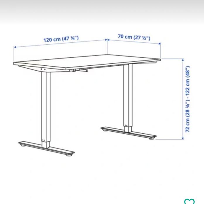 Biurka IKEA regulowane 120x70 bialy