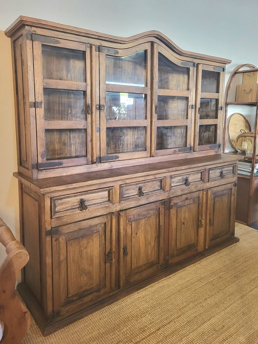 vitrine, prateleiras, louceiro, estante, mexicano, rustico