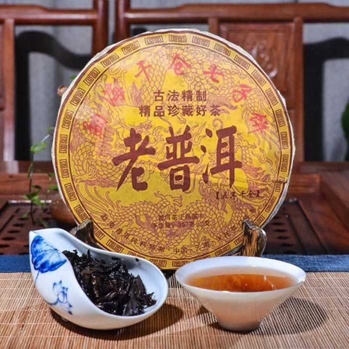 Шу пуэр 357г 2017года Юньнань Желтый дракон 老普洱