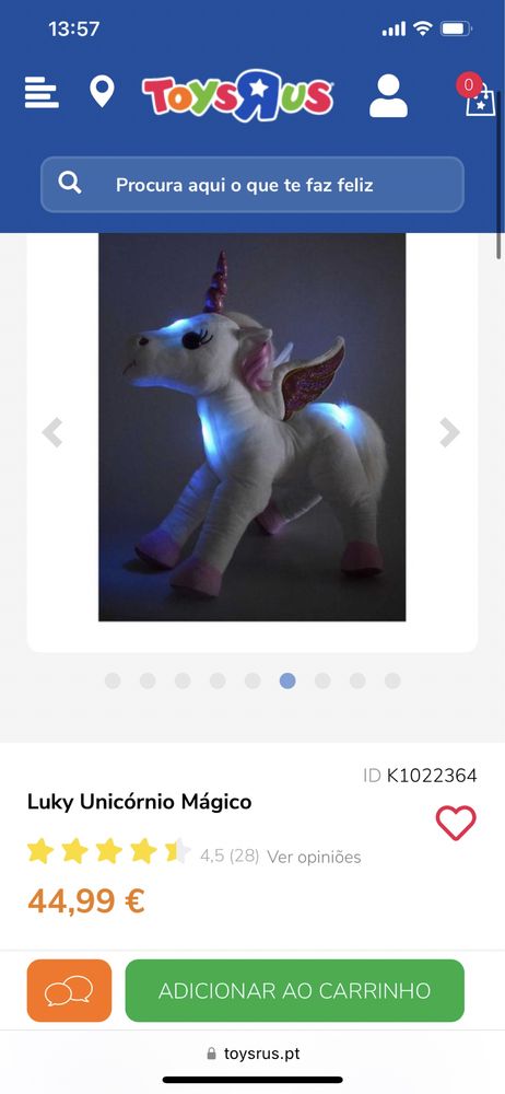 Unicórnio luky Peluche com música e luzes