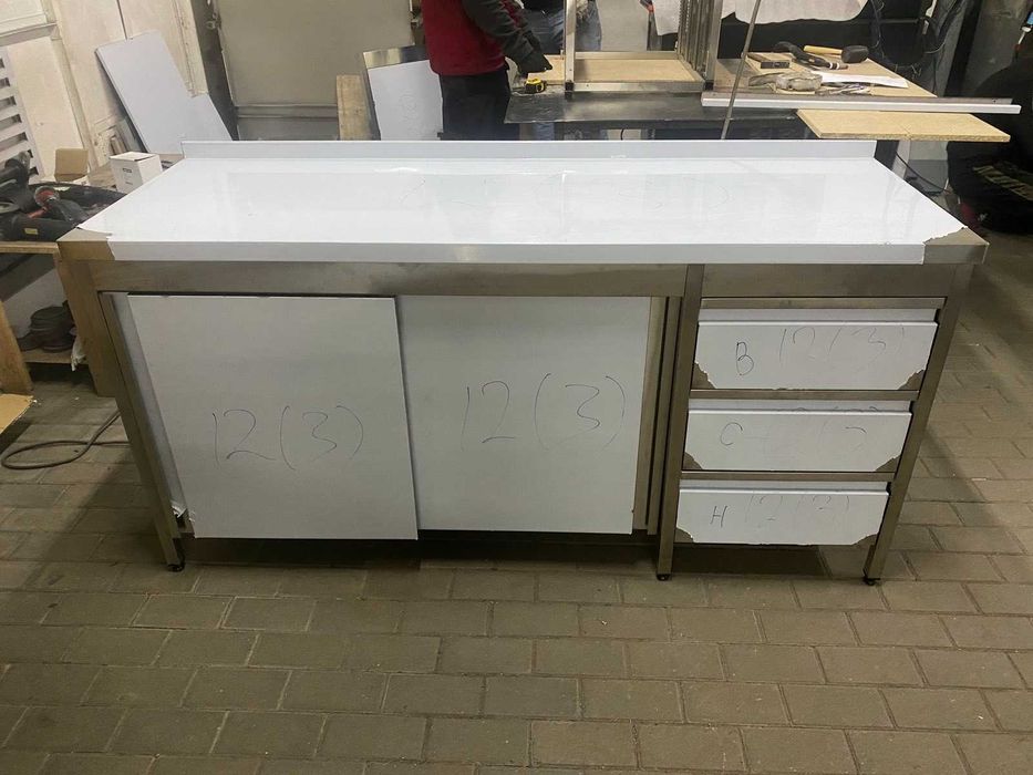 Столи, мийки, стелажі, полиці, сушки, тумби, витяжки з нержавійки