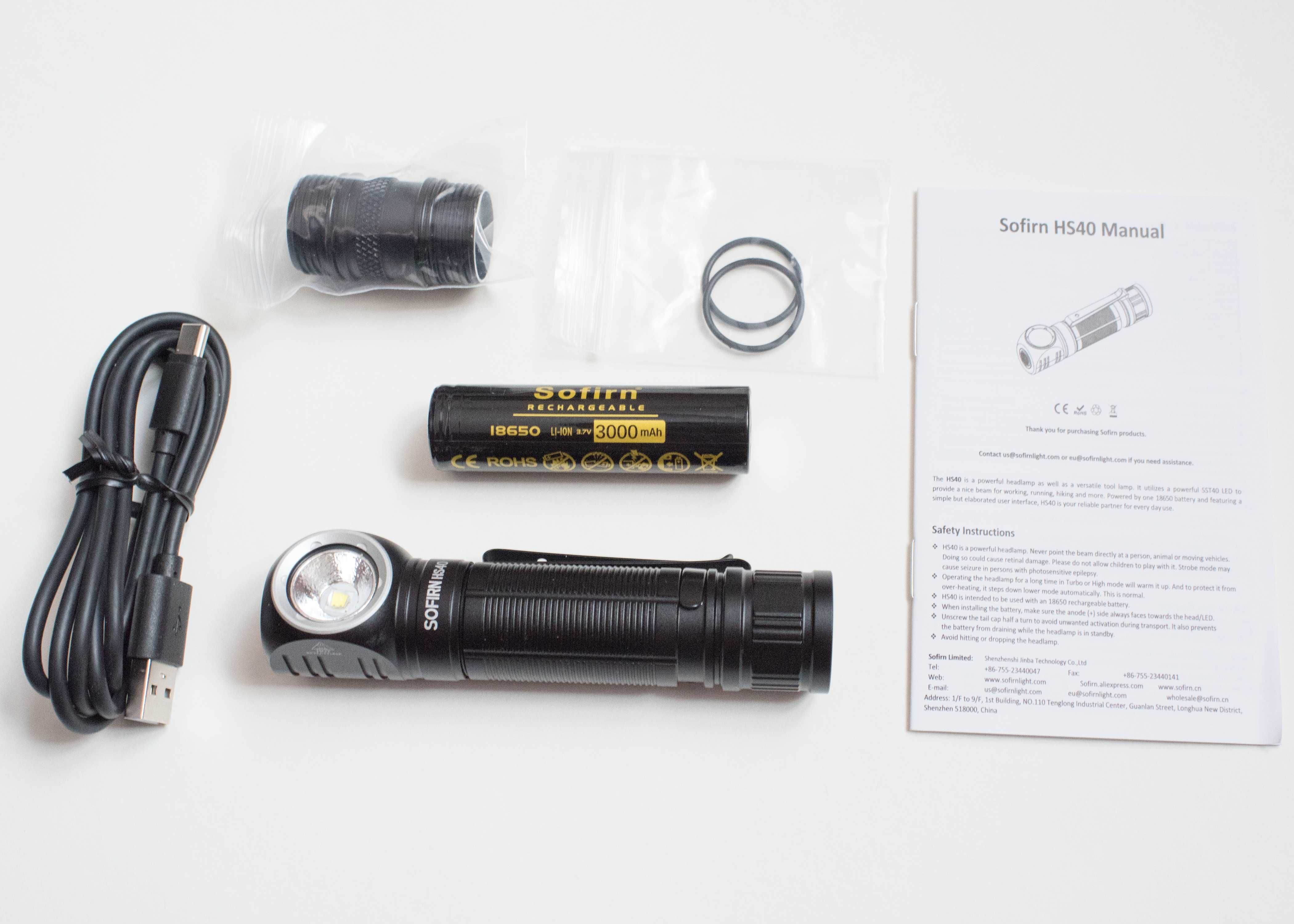 Налобний ліхтар Sofirn HS40 + акумулятор