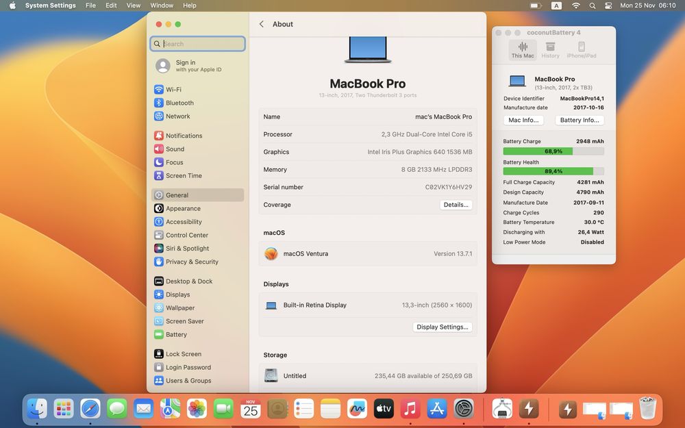 MacBook Pro 13 Retina 2017 | i5 2.3/3.6 GHz | 8gb Ram | 256 SSD