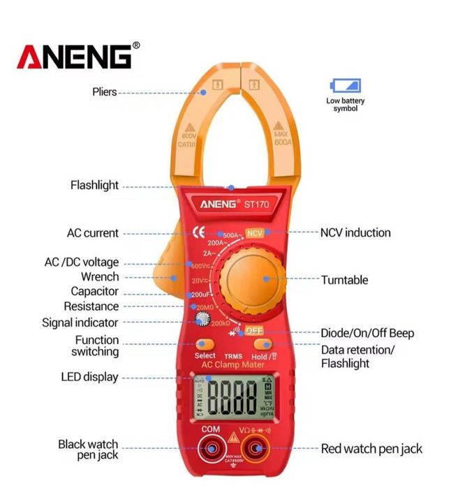 Мультиметр токовые клещи aneng st170