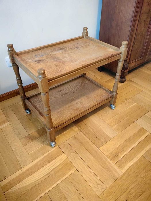 Barek ława stolik wózek  drewniany na kółkach